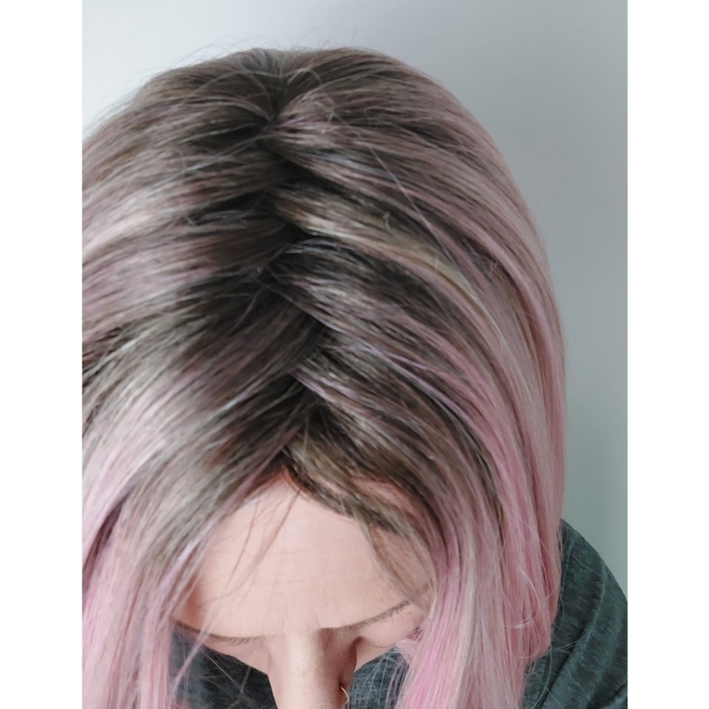 Lace Front Wig Pink Lob - Picture 3 of 6